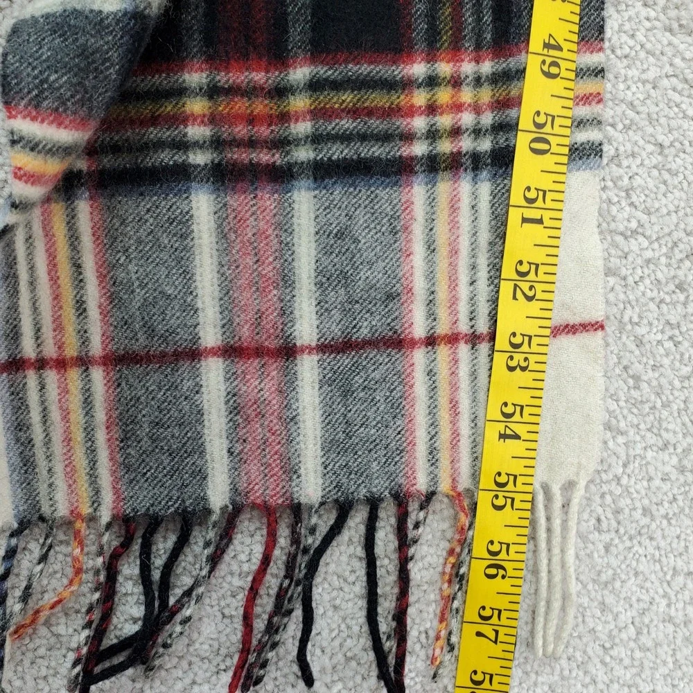 Eddie Bauer Scarf Unisex OS Cream Plaid  Cashmere Wool Blend Fringe‎ Cabincore